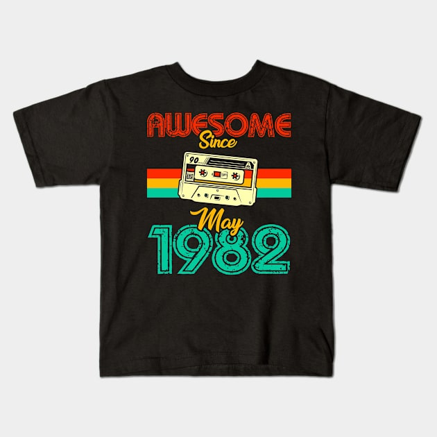 Awesome since May 1982 Kids T-Shirt by MarCreative